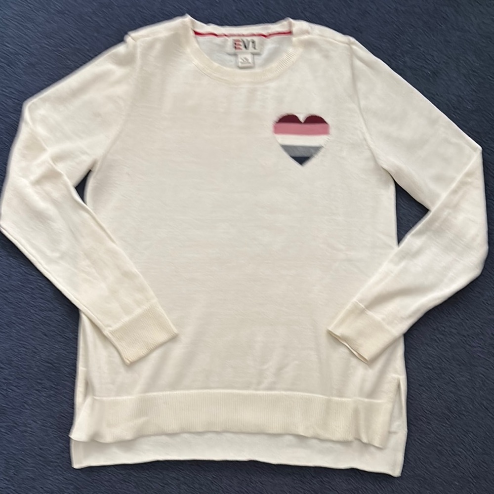 Women's Cream Sweater with Heart Design